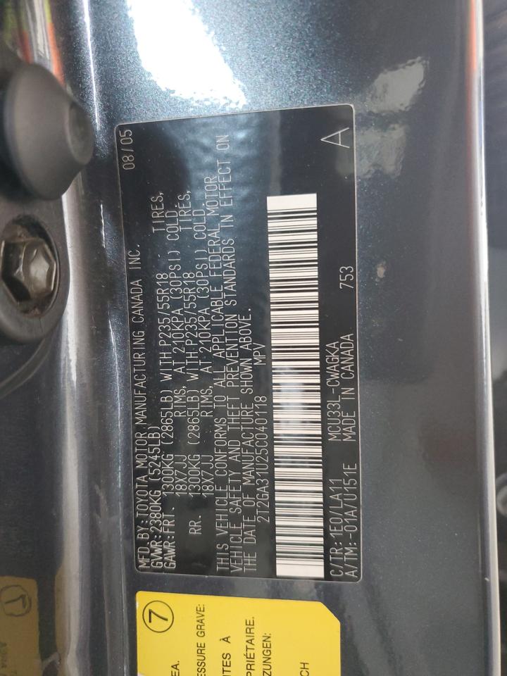 2005 Lexus Rx 330 VIN: 2T2GA31U25C040118 Lot: 91140645