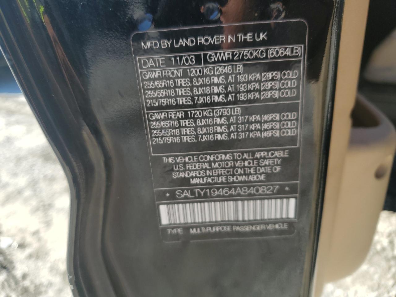 2004 Land Rover Discovery Ii Se VIN: SALTY19464A840827 Lot: 91032355