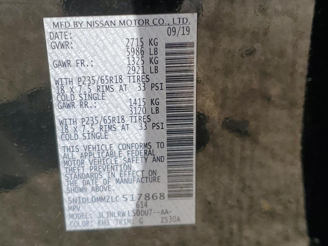 2020 Infiniti Qx60 Luxe VIN: 5N1DL0MM2LC517868 Lot: 92693365