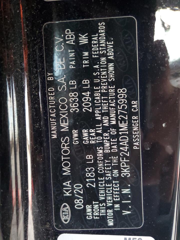 2021 Kia Forte Fe VIN: 3KPF24AD1ME275998 Lot: 91252555