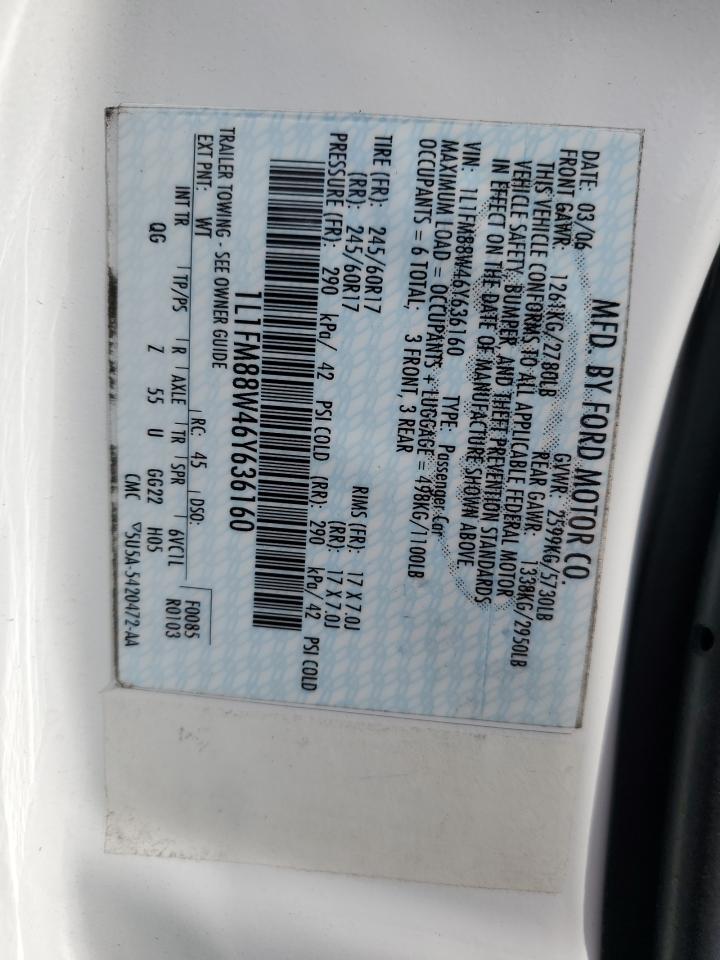 2006 Lincoln Town Car Executive VIN: 1L1FM88W46Y636160 Lot: 91742945