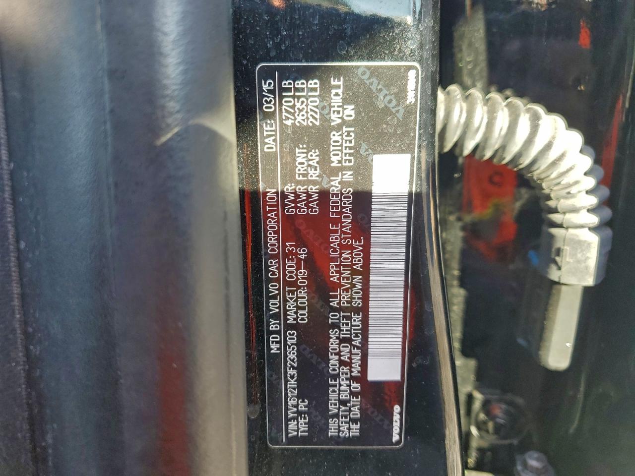 2015 Volvo S60 Premier VIN: YV1612TK3F2365103 Lot: 94336685