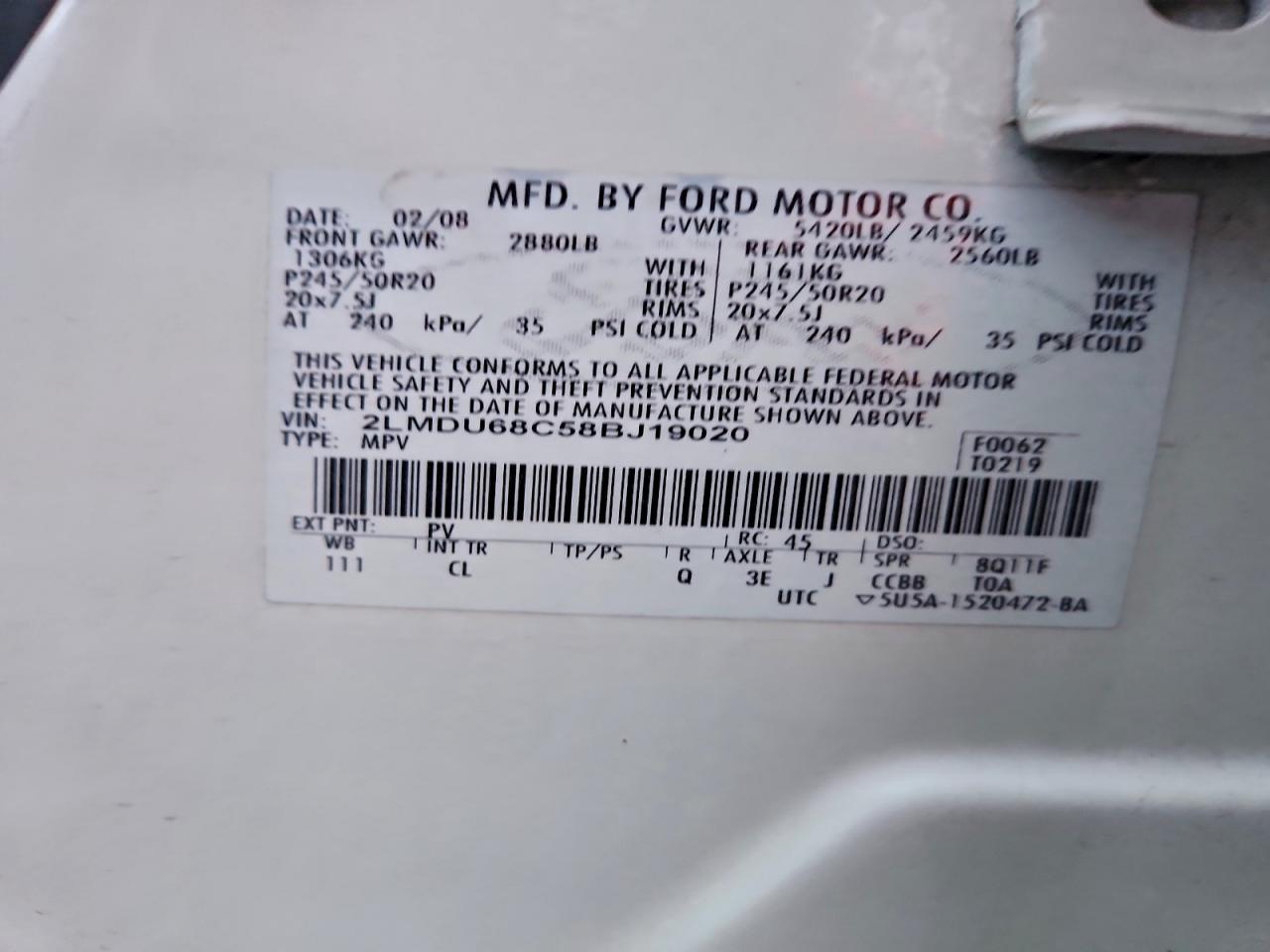 2008 Lincoln Mkx VIN: 2LMDU68C58BJ19020 Lot: 92342445