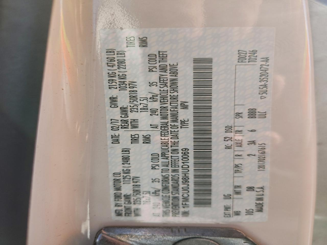 2017 Ford Escape Titanium VIN: 1FMCU0J98HUD10069 Lot: 94386305