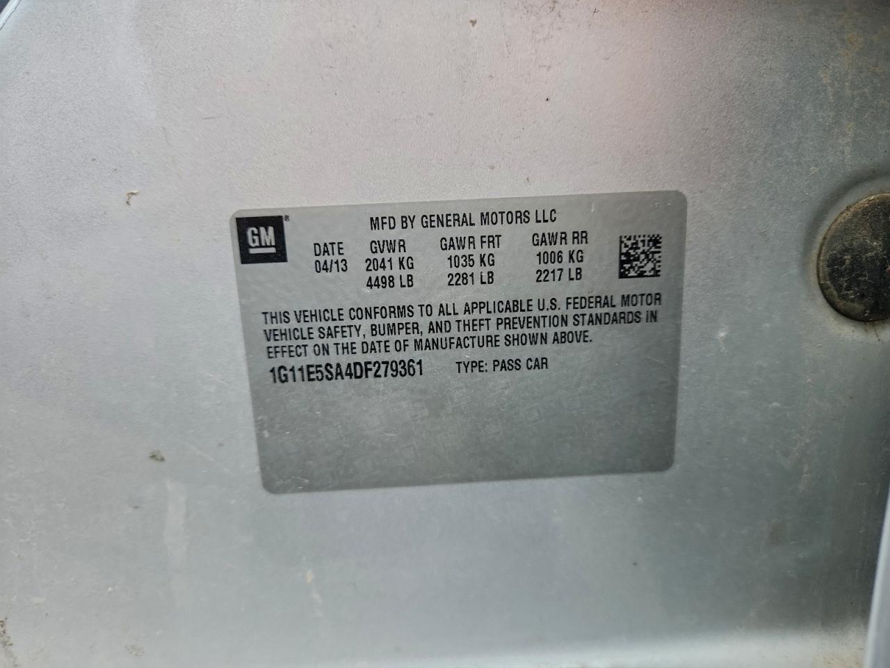 2013 Chevrolet Malibu 2Lt VIN: 1G11E5SA4DF279361 Lot: 90878925