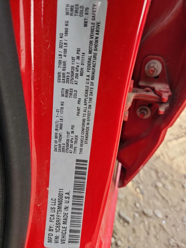 2021 Ram 1500 Big Horn/Lone Star VIN: 1C6SRFFT5MN650011 Lot: 93241755