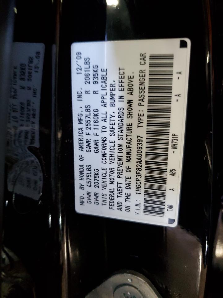 2010 Honda Accord Exl VIN: 1HGCP3F82AA009397 Lot: 92617035