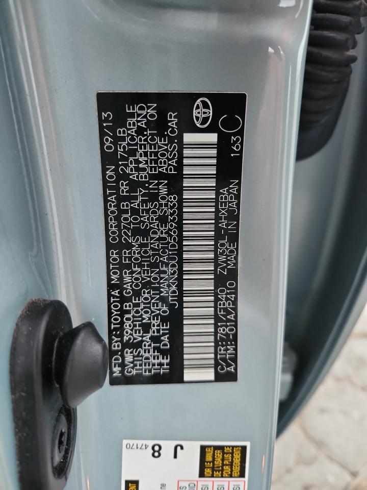 2013 Toyota Prius VIN: JTDKN3DU1D5693338 Lot: 93295285