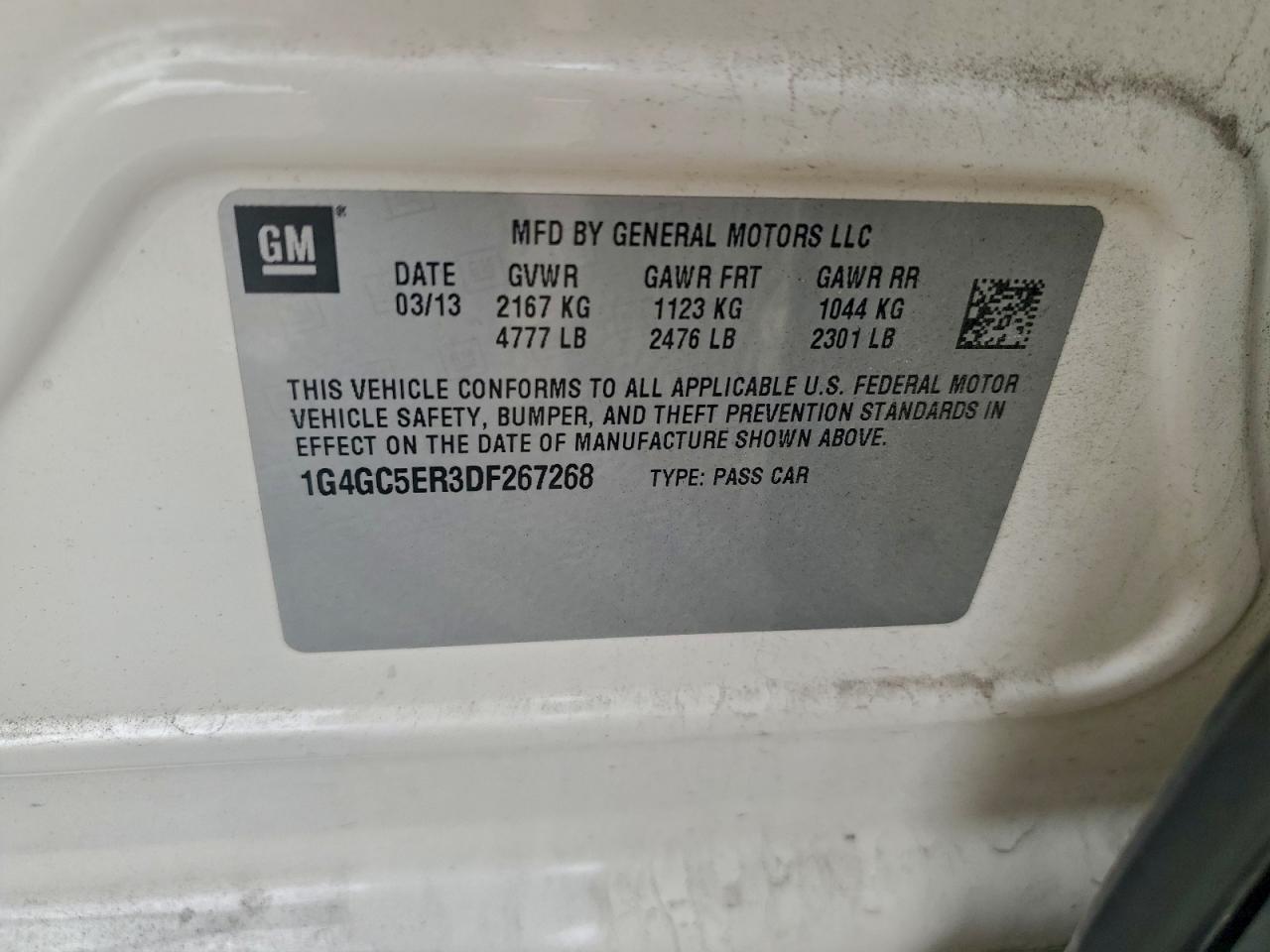 2013 Buick Lacrosse VIN: 1G4GC5ER3DF267268 Lot: 93321485