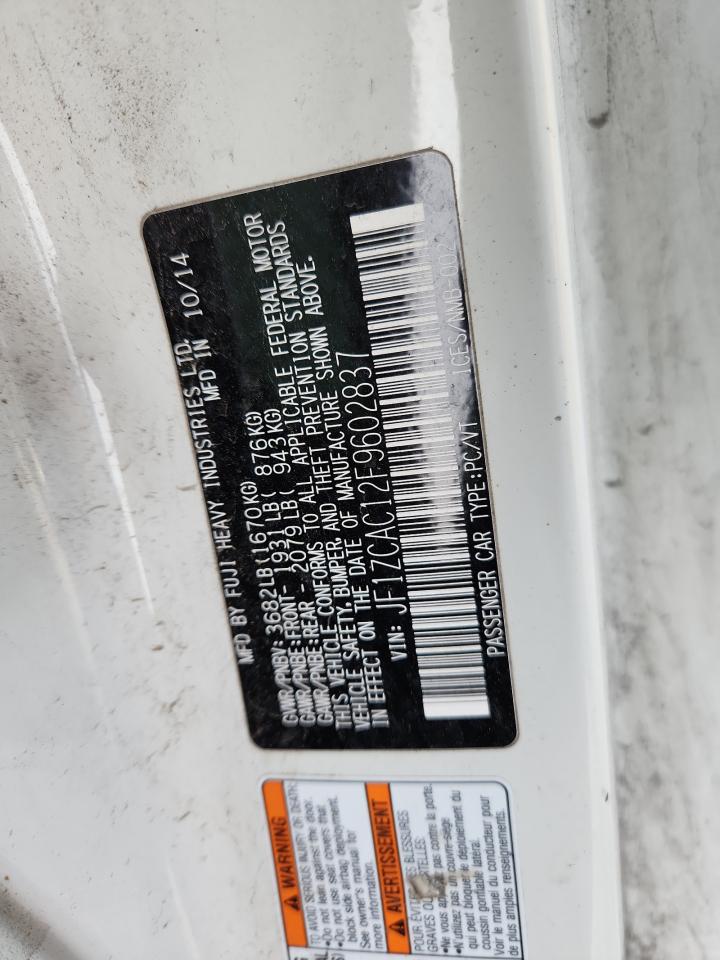 2015 Subaru Brz 2.0 Limited VIN: JF1ZCAC12F9602837 Lot: 92444685