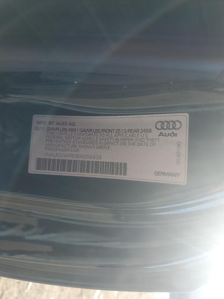 2011 Audi S5 Premium Plus VIN: WAUGVAFR0BA056638 Lot: 91765265