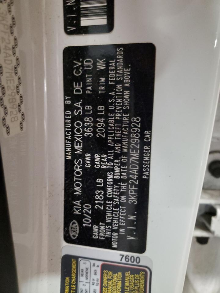 2021 Kia Forte Fe VIN: 3KPF24AD7ME298928 Lot: 91585835