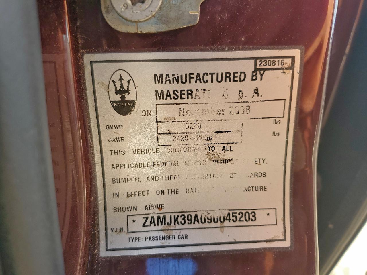 2009 Maserati Quattroporte S VIN: ZAMJK39A090045203 Lot: 94384425