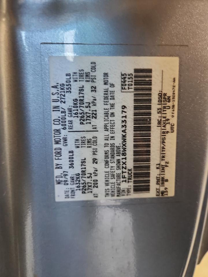 1998 Ford F150 VIN: 1FTZX18WXWKA33179 Lot: 92481935