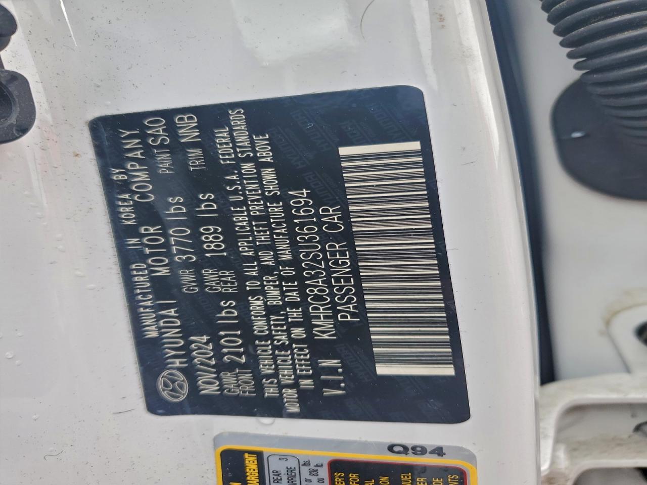 2025 Hyundai Venue Sel VIN: KMHRC8A32SU361694 Lot: 93357915