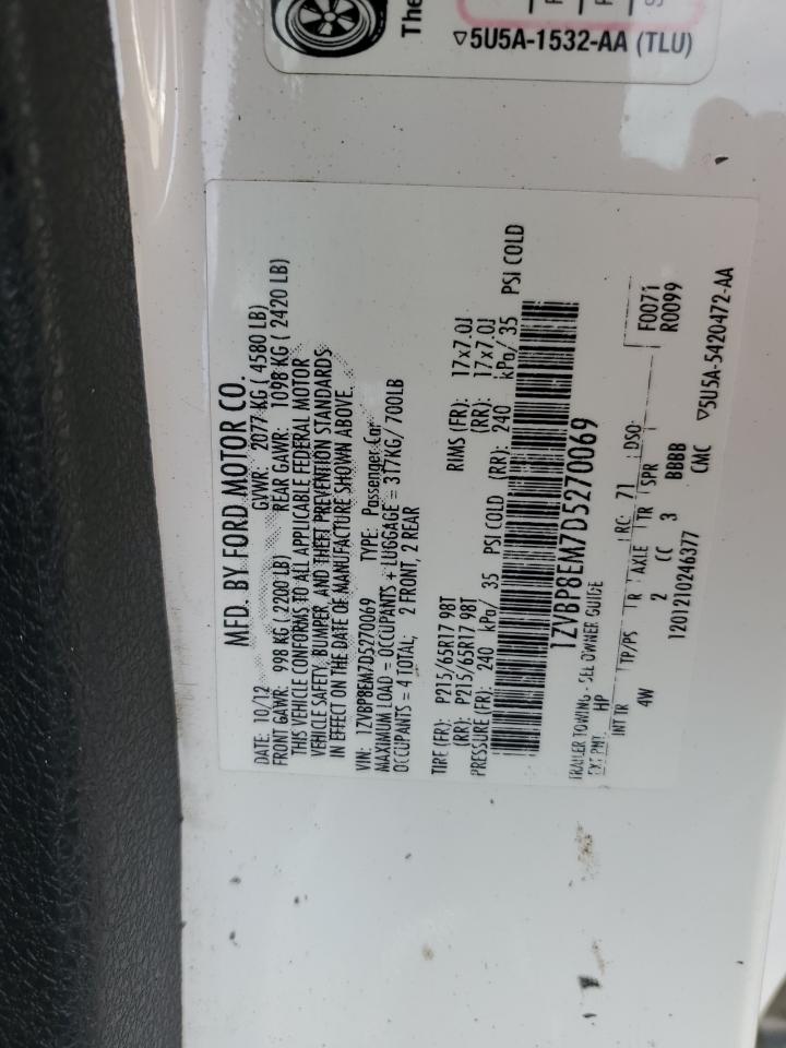 2013 Ford Mustang VIN: 1ZVBP8EM7D5270069 Lot: 90384995