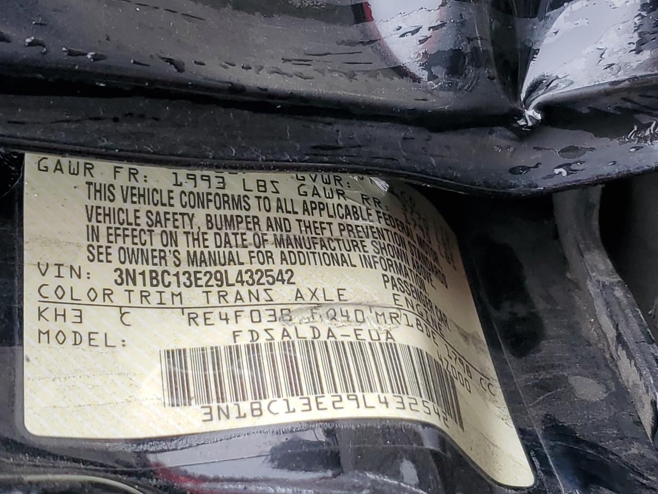 2009 Nissan Versa S VIN: 3N1BC13E29L432542 Lot: 93108635