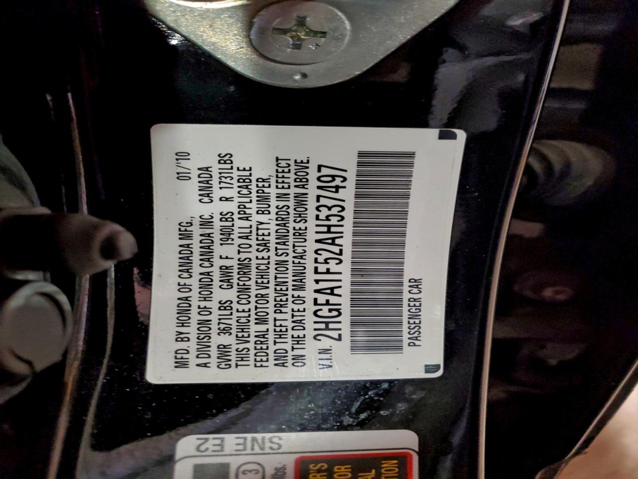 2010 Honda Civic Lx VIN: 2HGFA1F52AH537497 Lot: 94339335