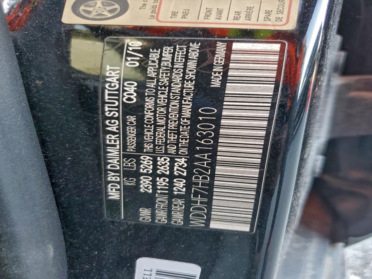 2010 Mercedes-Benz E 63 Amg VIN: WDDHF7HB2AA163010 Lot: 92599155