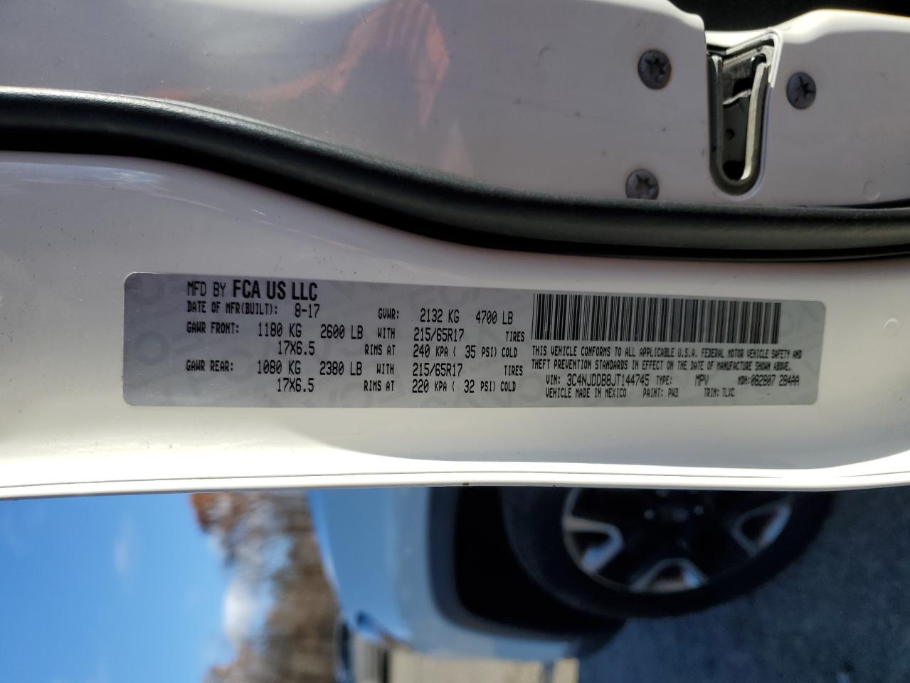 2018 Jeep Compass Trailhawk VIN: 3C4NJDDB8JT144745 Lot: 90781575