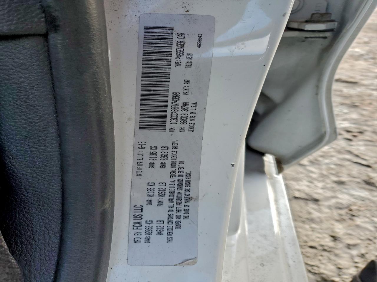 2015 Chrysler 200 Limited VIN: 1C3CCCAB0FN743909 Lot: 94634425