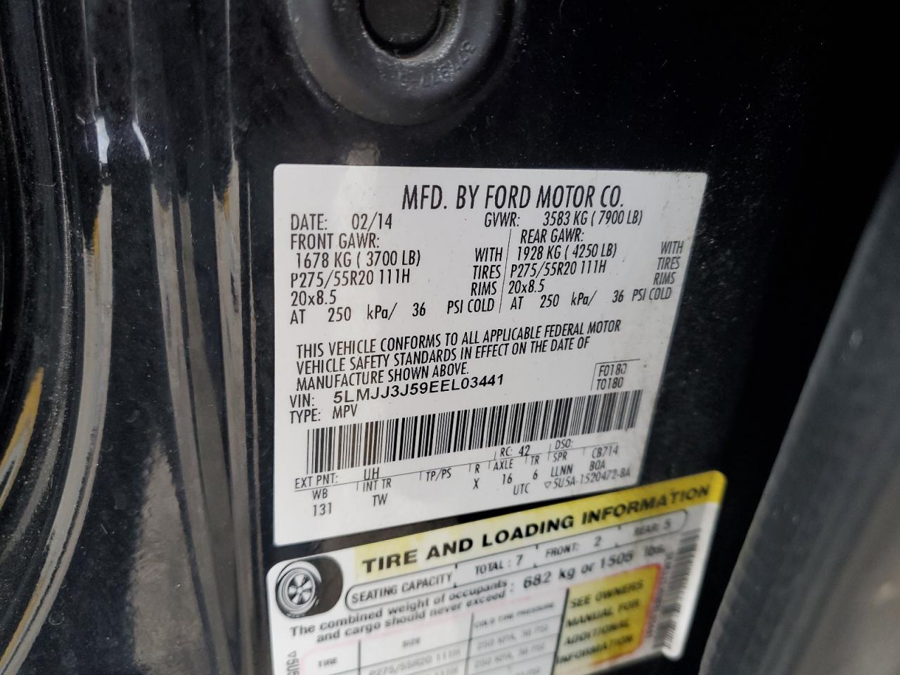 2014 Lincoln Navigator L VIN: 5LMJJ3J59EEL03441 Lot: 92005815