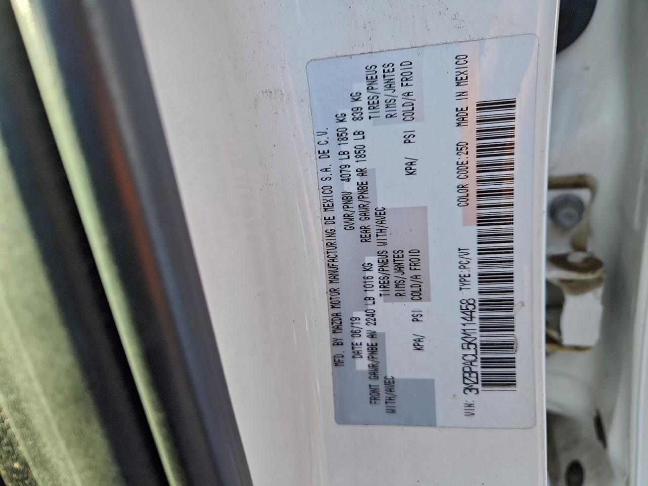 2019 Mazda 3 Preferred Plus VIN: 3MZBPACL5KM114458 Lot: 94893575