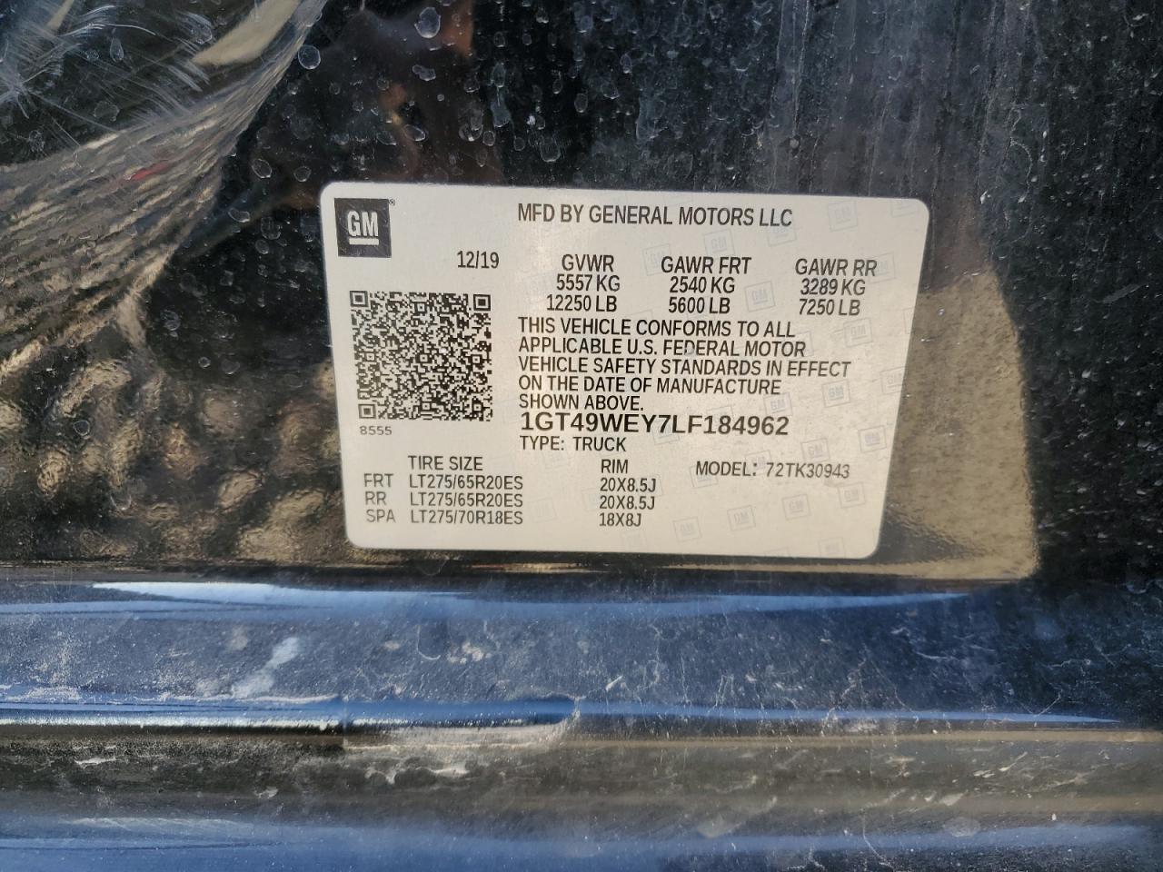 2020 GMC Sierra K3500 Denali VIN: 1GT49WEY7LF184962 Lot: 91657325