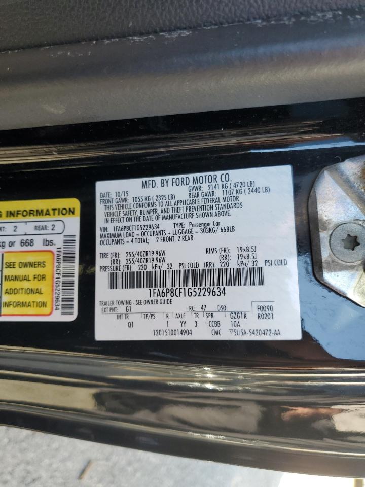 2016 Ford Mustang Gt VIN: 1FA6P8CF1G5229634 Lot: 90816825