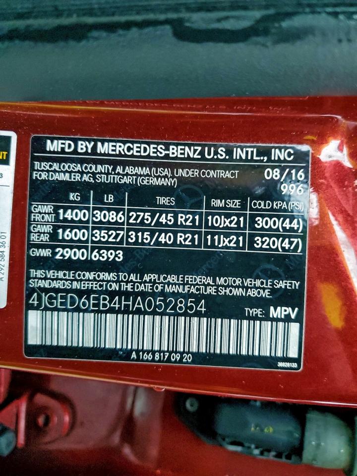 4JGED6EB4HA052854 2017 Mercedes-Benz Gle Coupe 43 Amg