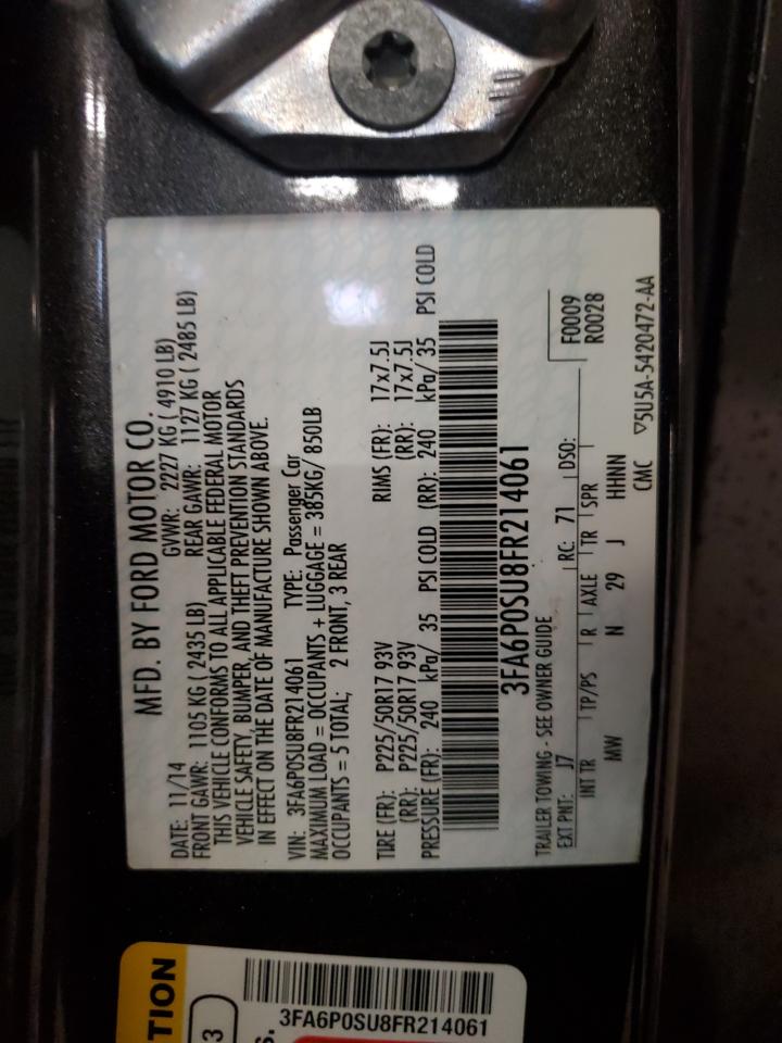 2015 Ford Fusion Titanium Phev VIN: 3FA6P0SU8FR214061 Lot: 93928535