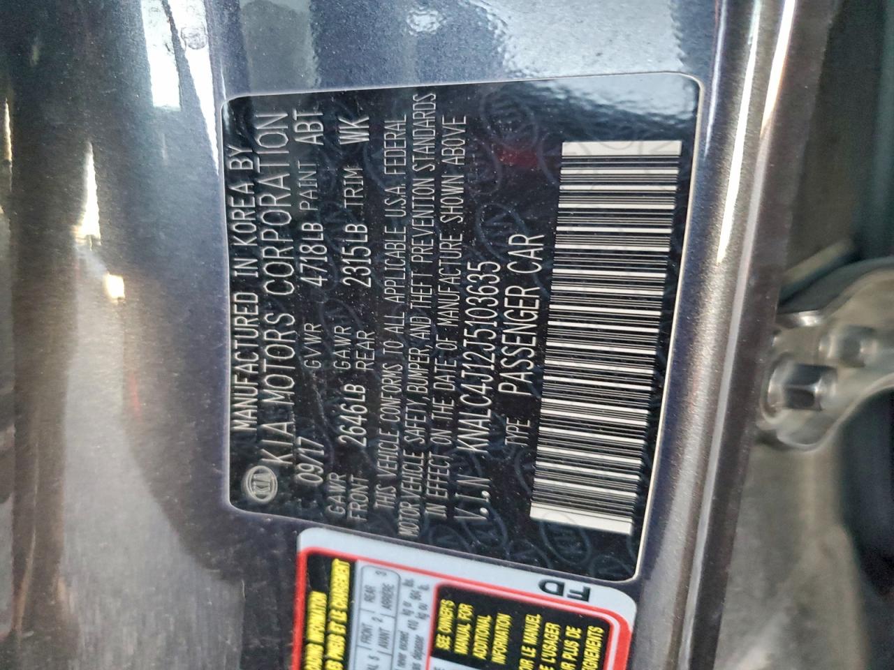 2018 Kia Cadenza Luxury VIN: KNALC4J12J5103635 Lot: 94423315