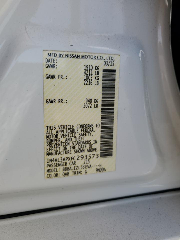 2015 Nissan Altima 2.5 VIN: 1N4AL3APXFC293573 Lot: 92122545