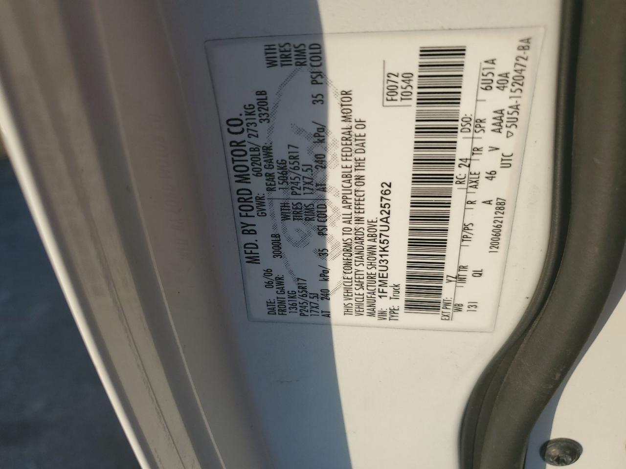 2007 Ford Explorer Sport Trac Xlt VIN: 1FMEU31K57UA25762 Lot: 92862075