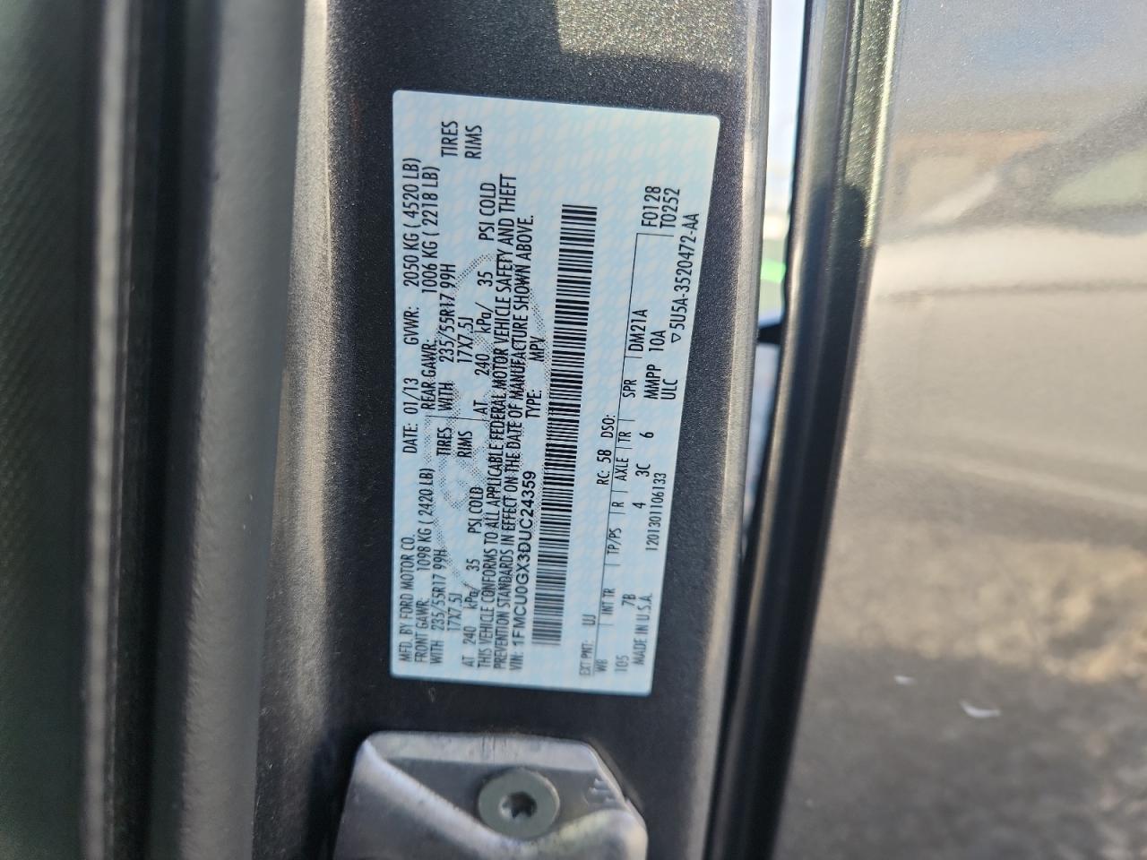 2013 Ford Escape Se VIN: 1FMCU0GX3DUC24359 Lot: 93211075