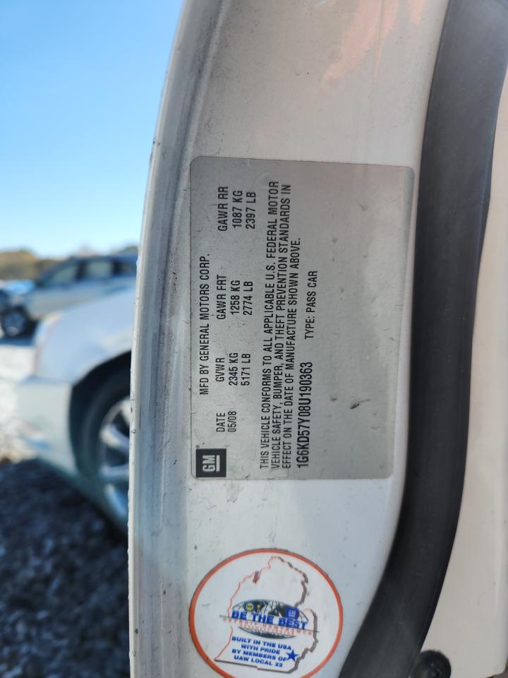 2008 Cadillac Dts VIN: 1G6KD57Y08U190363 Lot: 92308005