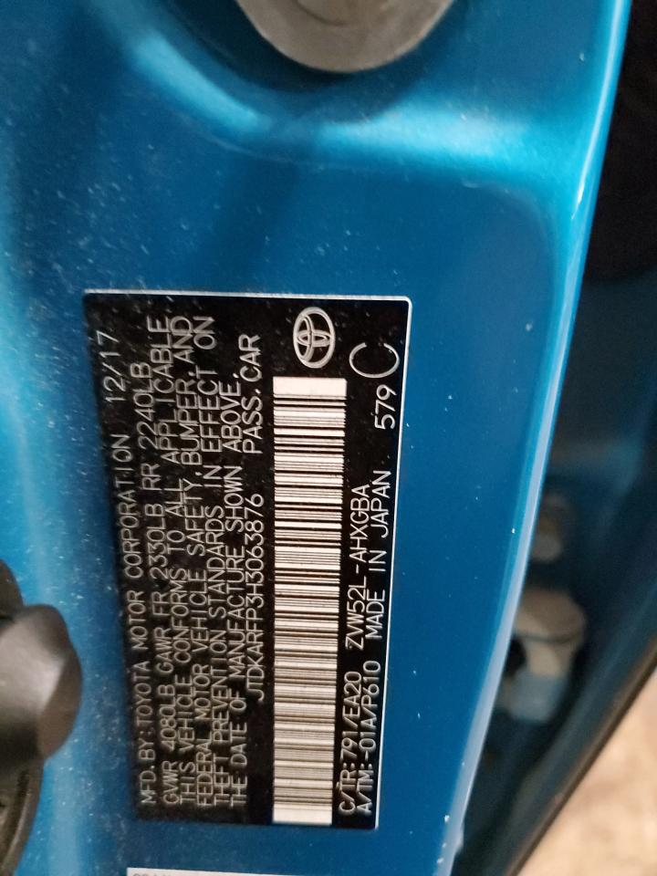 2017 Toyota Prius Prime VIN: JTDKARFP3H3063876 Lot: 93303335