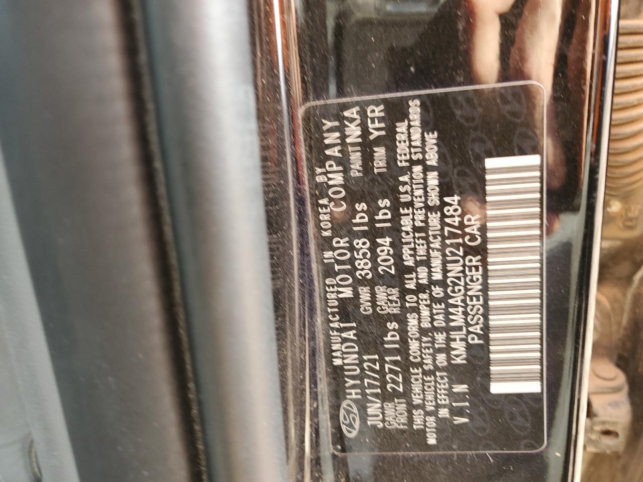 2022 Hyundai Elantra Sel VIN: KMHLM4AG2NU217484 Lot: 90893595