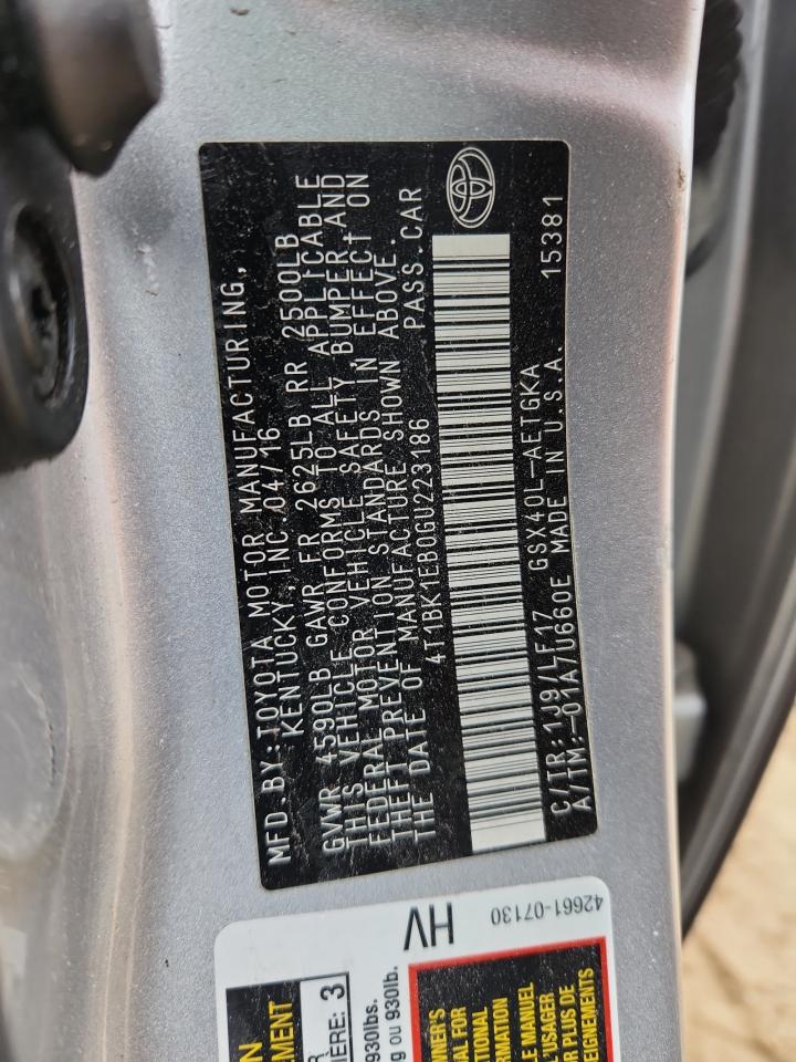 2016 Toyota Avalon Xle VIN: 4T1BK1EB0GU223186 Lot: 93764915