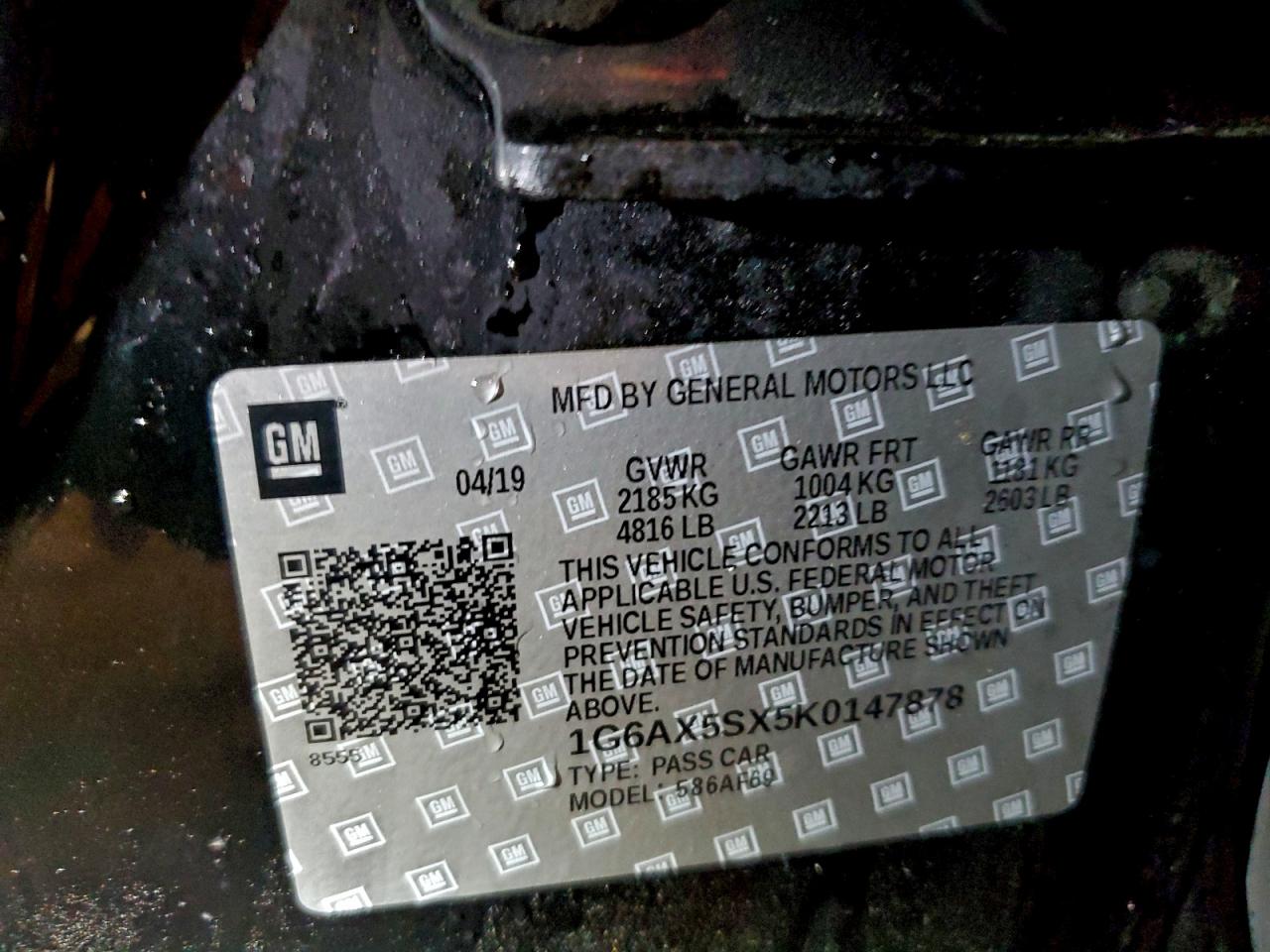 2019 Cadillac Cts Luxury VIN: 1G6AX5SX5K0147878 Lot: 94627265