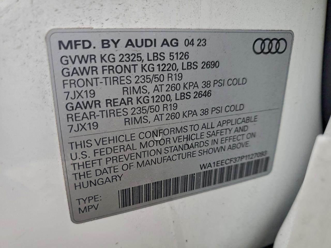 2023 Audi Q3 Premium Plus S Line 45 VIN: WA1EECF37P1127093 Lot: 94055765