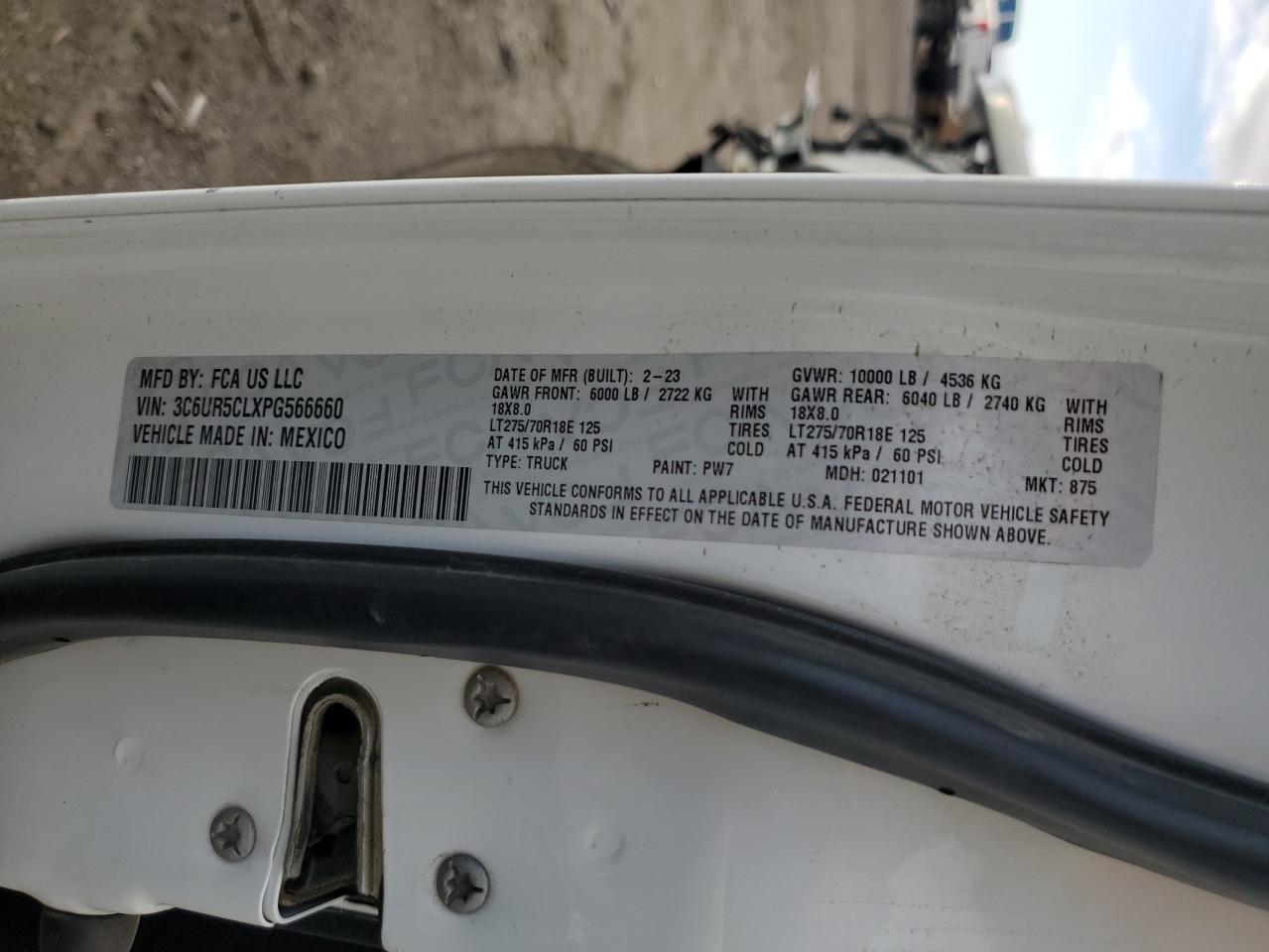 2023 Ram 2500 Tradesman VIN: 3C6UR5CLXPG566660 Lot: 90442975