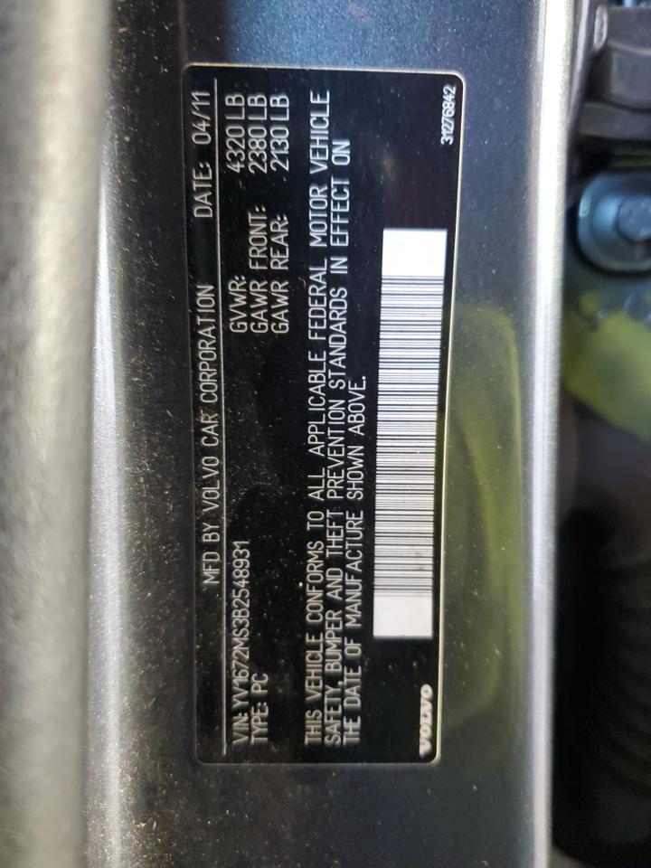 2011 Volvo S40 T5 VIN: YV1672MS3B2548931 Lot: 91804145