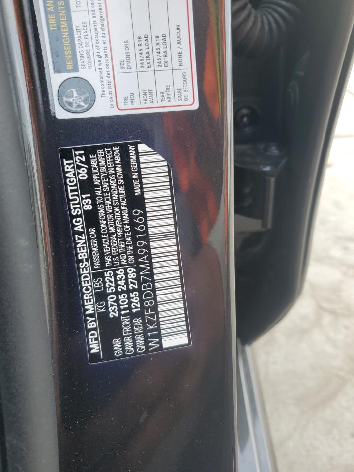 2021 Mercedes-Benz E 350 VIN: W1KZF8DB7MA991669 Lot: 91828625