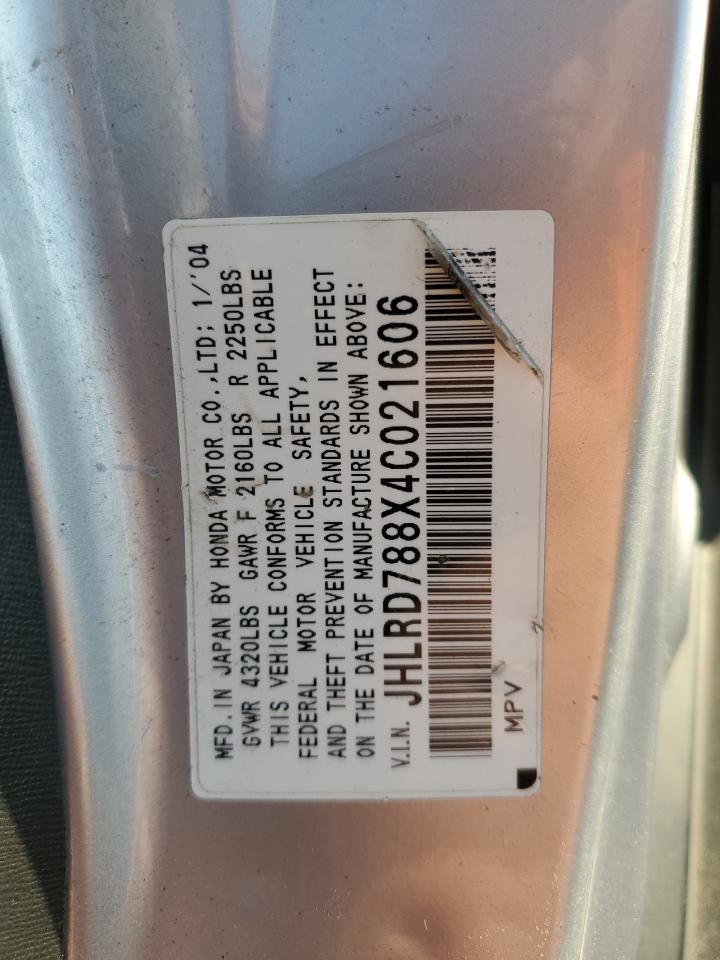 2004 Honda Cr-V Ex VIN: JHLRD788X4C021606 Lot: 92061815