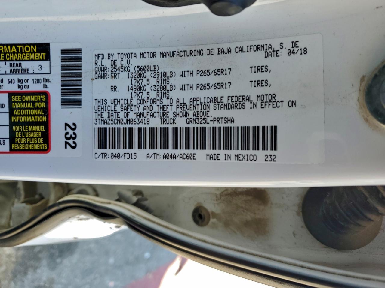 2018 Toyota Tacoma Double Cab VIN: 3TMAZ5CN0JM063418 Lot: 94522775