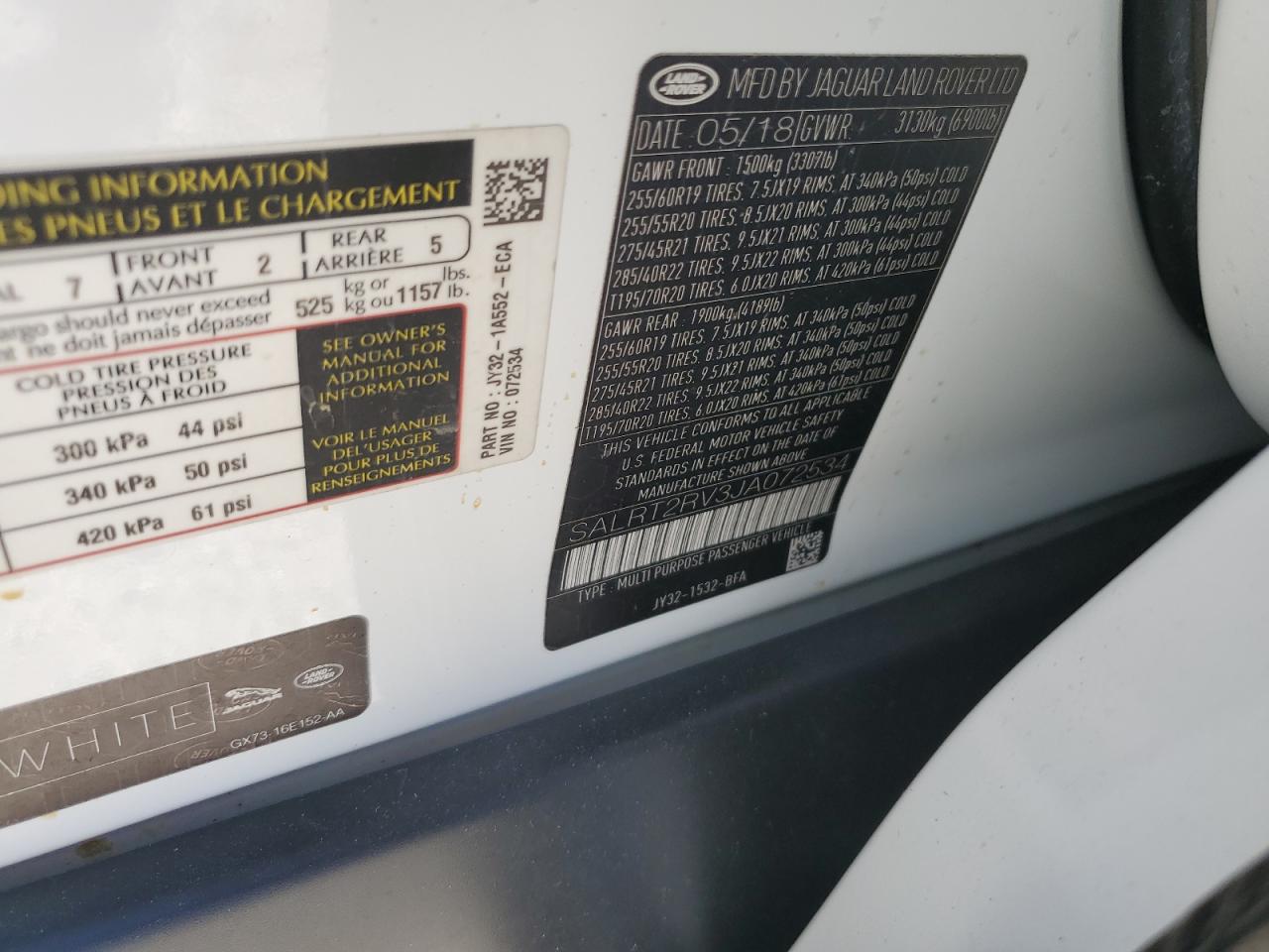 2018 Land Rover Discovery Hse Luxury VIN: SALRT2RV3JA072534 Lot: 91329195