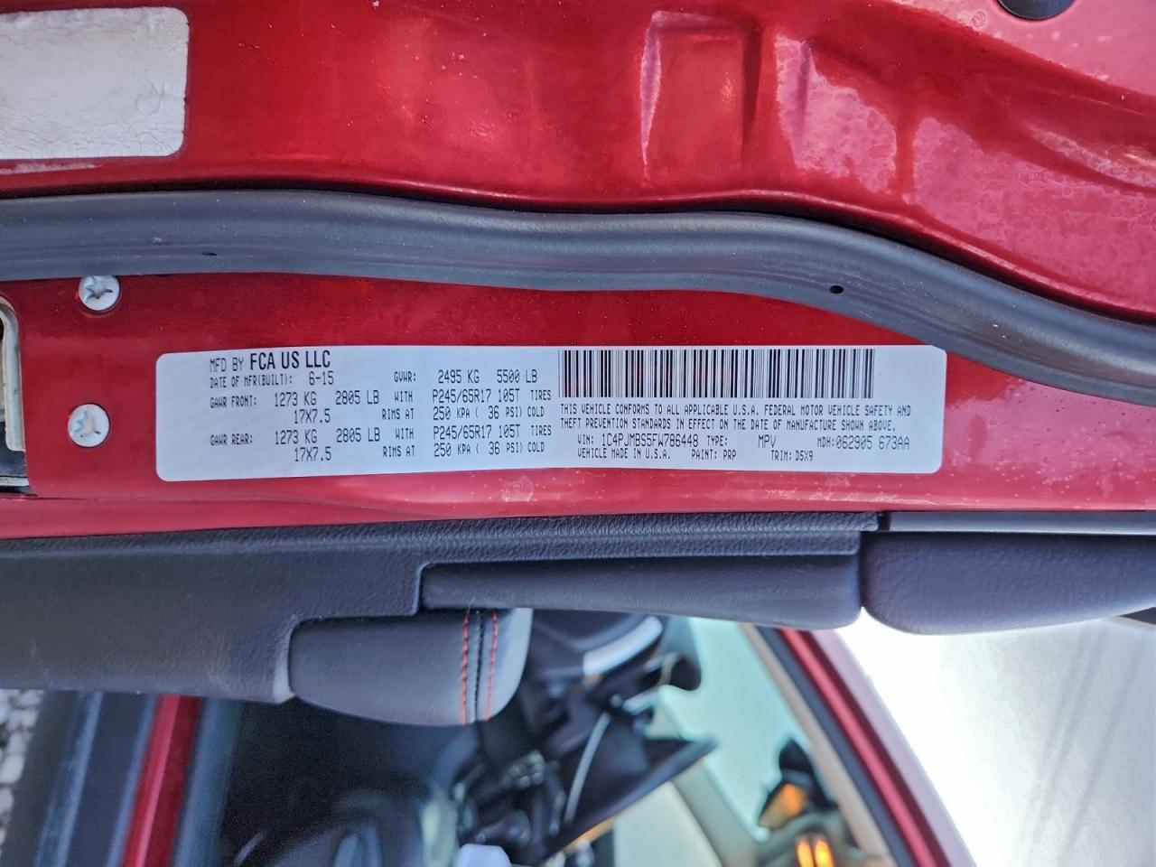 2015 Jeep Cherokee Trailhawk VIN: 1C4PJMBS5FW786448 Lot: 92259725