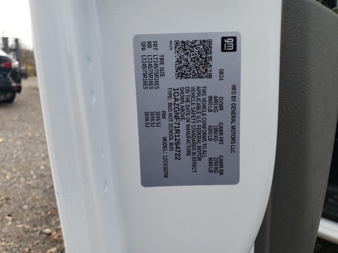 2024 Chevrolet Express G3500 Ls VIN: 1GAZGNF71R1264722 Lot: 92590535