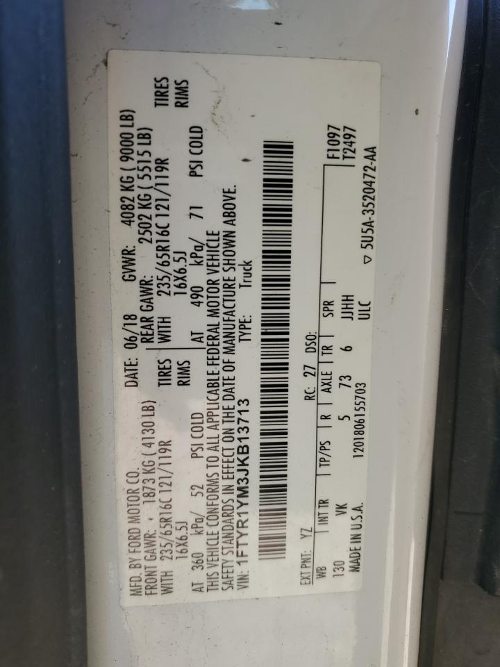 2018 Ford Transit T-250 Utility / Service Van VIN: 1FTYR1YM3JKB13713 Lot: 91988765